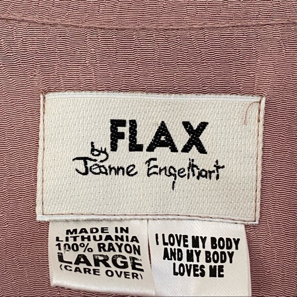 FLAX Vintage Tan Gemini Gem Double Breasted Textured Button-Down Top Size Large - Picture 7 of 10